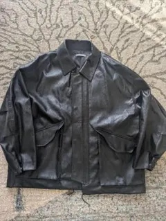 wym 黒レザーオーバーサイズジャケット