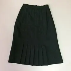 【高級】レリアン 前プリーツ フレアスカート ブラック 黒 9号 麻混 キュプラのサムネイル
