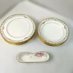 RCニッポンマーク オールドノリタケ ノリタケ 大皿5枚 洋食器プレート アンティーク 金彩 Noritake✨オールドノリタケ 金彩盛上 皿 手付 食器