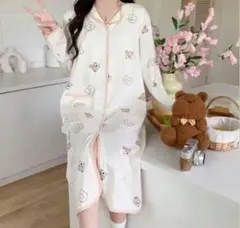 くま柄胸パッド付きマタニティパジャマ