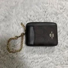 COACH ブラウンレザーパスケース