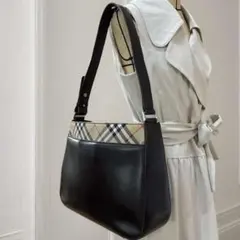美品✨バーバリーワンショルダーレザー ノバチェックハンドバッグ トートバッグ本革