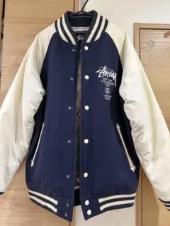 Stüssy ネイビー ホワイト スタジャン