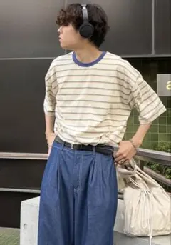 ボーダーバイカラー半袖Tシャツ