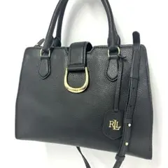ローレンラルフローレン RLL レザートートバッグ ネイビー サイド 