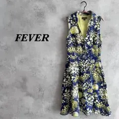 FEVER ノースリーブワンピース スキッパー 花柄 コットン ネイビー 411のサムネイル