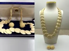 YMECS26031　象牙風アクセサリーセット ネックレス バングル イヤリング YMECS26031 象牙風アクセサリーセット ネックレス バングル イヤリング