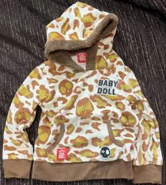 BABY DOLL レオパード柄　ブラウン パーカー 100 あったか素材