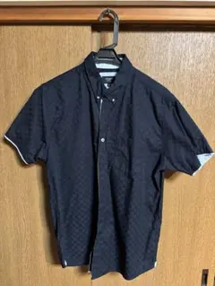 BEAMS HEART ネイビー チェック柄 半袖シャツ M