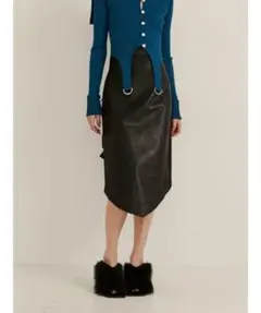 PAMEO POSE Lipstick Skirt レザーリボンスカートブラックのサムネイル