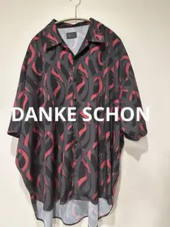 美品❗️DANKE SCHON オーバーサイズ 半袖シャツ グレー/赤