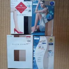 M-Lサイズ ベージュ ストッキング 3点セット黒ストッキング一足