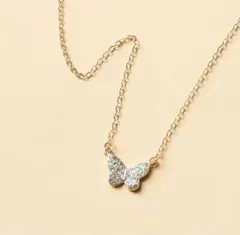 ゴールド 蝶 ネックレス ラインストーン 韓国風 可愛い 新品