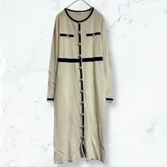 a3095 ジュリアブティック ワンピース 薄黄 ロング 長袖 ボタンデザイン