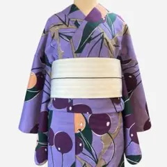 新品未使用◇吸水速乾 浴衣 抹茶 紺 朝顔 洗える フリーサイズ 大人