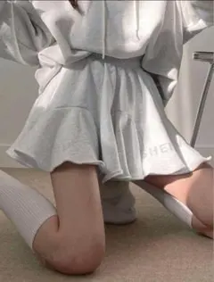 SHEIN DAZY グレー フレアスカート ミニ丈 スウェット フリース