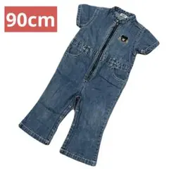 DOUBLE.B mikihouseクマ デニム半袖ロンパース90cm