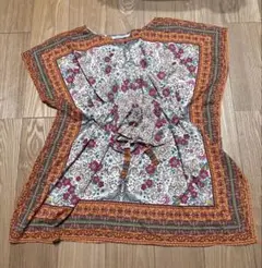 (Mサイズ)花柄プリント 半袖チュニックワンピース