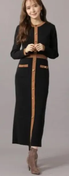 完売品★大人女子★Andemiu アンデミュウ Iライン ニットワンピース