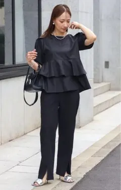 ここ様専用　ペプラムブラウス×スリットパンツセットアップ