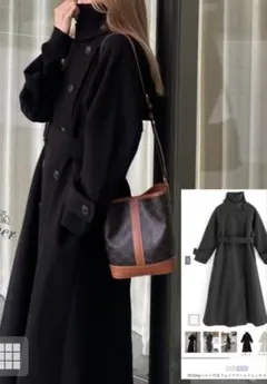 襟3Wayベルト付きフェイクウールトレンチコート[ze783]