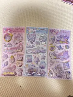 国内正規品　キラキラカプセルシール３枚セット　キティ　クロミ　マイメロディ