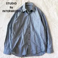 STUDIO by INTERMEZZO　長袖ストライプシャツ　綿１００％　秋冬