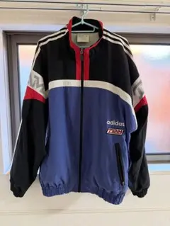 adidas ナイロンジャケット Lサイズ 黒/青/赤