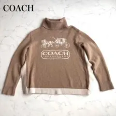 極美品 COACH ロゴ タートルネック カシミヤ ウール ニット セーター M