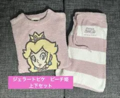 【匿名配送】ジェラートピケ　ジェラピケピーチ姫　スーパーマリオコラボ　上下セット