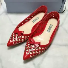 【2 ∼3回使用】プラダフラットシューズ バレエシューズ ポインテッドトゥ