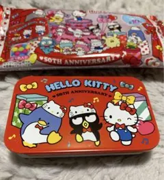 サンリオ　タキシードサム　バッドばつ丸くん　ハローキティ　50周年　ラムネ缶