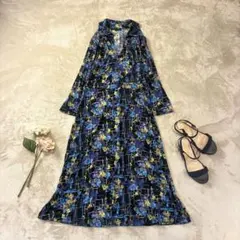 A247◾︎ ローラアシュレイ キーネック花柄シャツワンピース ロング 春夏秋