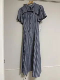 ストライプ 半袖 シャツワンピース　REDYAZEL