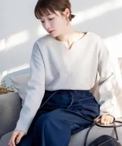 coen コーエン 2WAYウラフリースボンディングキーネックプルオーバー