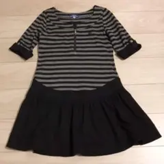 BURBERRY BLUE LABEL ドッキング　七分袖　ワンピース　黒