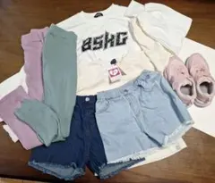 キッズ服セット（Tシャツ、ショートパンツ、スニーカー）