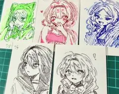 キャラクターイラスト まとめ売り サイズ9cm×5.5cm 手描きイラスト 原画