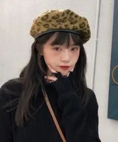 新品・未使用　HALEY PESCA ヒョウ柄 ベレー帽　　 ブラウン