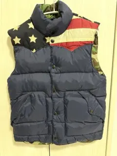 ラルフローレン　デニムアンドサプライ　国旗　迷彩　ダウンベスト　リバーシブル