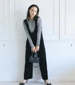 【coca】ベロアオールインワン　黒