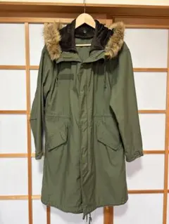 ミリタリーモッズコート、オリーブグリーン、ファー付き