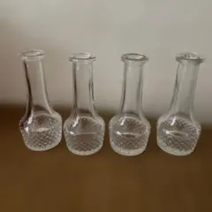 ダイヤモンドカット ガラス花瓶 4個セット