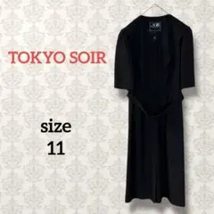 東京ソワール【11】ウエストベルトロングワンピース ブラックフォーマル 冠婚葬祭