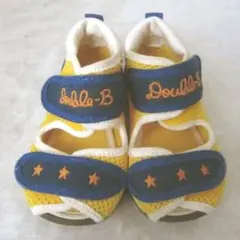 ミキハウス　ダブルｂ　ベビーサンダル　黄青　黒くま　14㎝　ok2203c