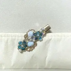 60 ヘアクリップ ヘアアクセ ネモフィラ ブルー シェル