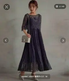 Dorry Doll シアーレースブラウス付きプリーツ レースワンピースドレス