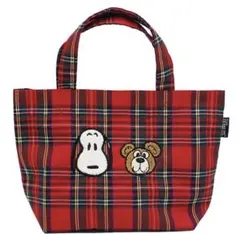 スヌーピー ベア チェック　トートバッグ