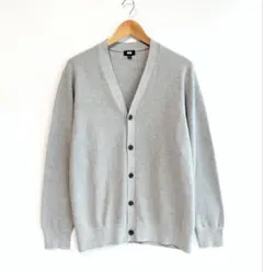 美品 ユニクロ ウォッシャブルミラノリブ Vネックカーディガン グレー