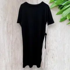 CECIL McBEE ワンピース M ロング丈 半袖 プリーツ ブラック